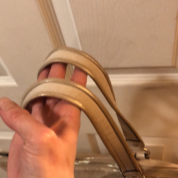 Coach Poppy Metallic Gold Champagne Leather Large Tote Bag Purse #H1281-F20441 - Picture 11 of 15